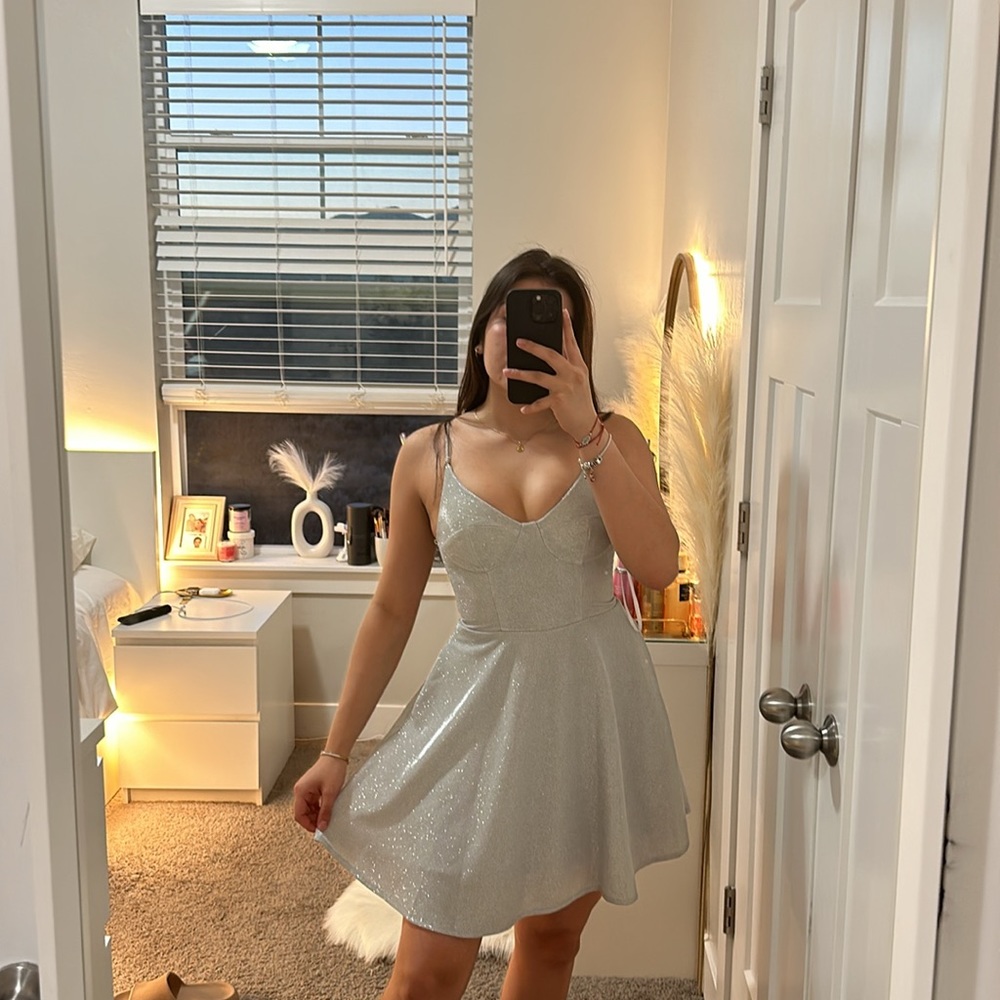 B Darlin Women silver Dress adjust